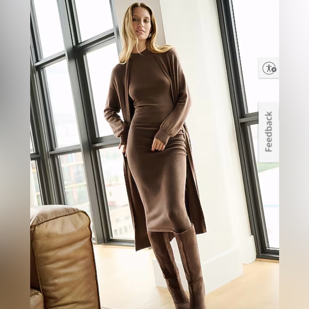 EXPRESS Mocha Brown Knit Duster Cardigan, Skirt, and Tank XS ALL THREE PIECES